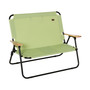 Double Camping Chair for 2 Person,  Folding Loveseat with Cup Holder and Wood Armrests, for Beach Sports Travel, Green