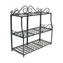 Black Iron 3-Tier Plant Stand Shelf with Scroll Edging - 30 in