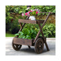 Wood Wheeled Garden Box w/ Rustic Look & 2 Tiers for Grow Space