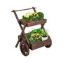 Wood Wheeled Garden Box w/ Rustic Look & 2 Tiers for Grow Space