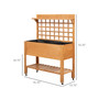 Outdoor Wooden Elevated Plant Bed w/ Shelves for Tool Storage & Wheels