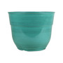 Glazed Brushed Happy Large Plastic Planter Dark Aqua 15 Inch