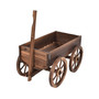 Wood Wagon Flower Planter Pot Stand W/Wheels