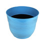 Glazed Brushed Happy Large Plastic Planter Bright Blue 15 Inch