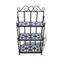 Plant Stand Display Black White Mosaic Pattern