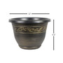 Outdoor Tulip Banded Plastic Planter Gold 13in