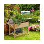 49" x 21" x 34" Raised Garden Bed w/ 8 Grow Grids, Outdoor Wood Plant Box Stand w/ Folding Side Table and Lockable Wheels for Vegetables, Flowers, Herbs, Natural