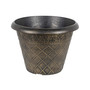 Outdoor Diamond Banded Plastic Planter Gold 14.75 Inches