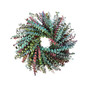 Red and Green Baby Blue Eucalyptus Real Preserved Wreath, 24"