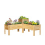 Raised Garden Bed, Set of 3 Wood Box & Trough Planters, Draining