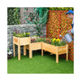 Raised Garden Bed, Set of 3 Wood Box & Trough Planters, Draining
