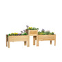 Raised Garden Bed, Set of 3 Wood Box & Trough Planters, Draining