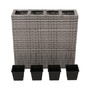 Garden Raised Bed with 4 Pots Poly Rattan Gray