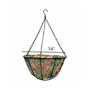 Hanging Basket with Blue, Brown Fabric Coco Liner 14