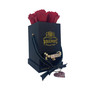 Black Glitter Square Box with Drawer and 4 Red Real Preserved Roses