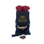 Black Glitter Square Box with Drawer and 4 Red Real Preserved Roses