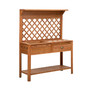 Garden Potting Bench Table Wooden Workstation w/ Metal Screen, Drawer
