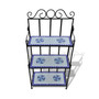Plant Stand Display Blue White Mosaic Pattern