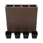 Garden Raised Bed with 4 Pots Poly Rattan Brown