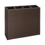 Garden Raised Bed with 4 Pots Poly Rattan Brown