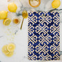 Justina Criss Cross Blue Rectangle Cutting Board