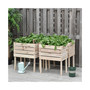 Raised Garden Beds, Set of 4 Wood Box Planters, Draining
