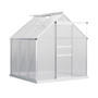 6' x 6' Polycarbonate Walk-in Greenhouse Kit w/ Sliding Door, Silver
