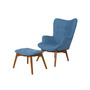 Hariata Mid-Century Modern Wingback Chair and Ottoman Set, 2 Piece