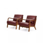 Mid Century Modern Leatherette Accent Armchair with Rubberwood Frame, Set of 2, 30"