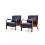 Mid Century Modern Leatherette Accent Armchair with Rubberwood Frame, Set of 2, 30"