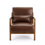 Mid Century Modern Leatherette Accent Armchair with Rubberwood Frame, Set of 2, 30"