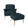 Boston Mid Century Modern Chair and Ottoman Set