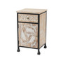 Metal Frame and Carved Wood 1-Door 1-Drawer End Table with Storage