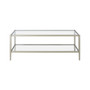 Hera 45" Wide Metal Rectangular Coffee Table with Glass Shelf