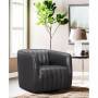 Aries Genuine Leather Swivel Barrel Chair