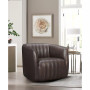 Aries Genuine Leather Swivel Barrel Chair