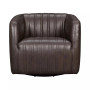 Aries Genuine Leather Swivel Barrel Chair