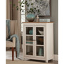 Savannah Pie Safe Cabinet, Ivory with Natural Wood Top