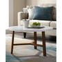 30 inch Round Coffee Table in Faux White Marble and Acorn