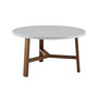 30 inch Round Coffee Table in Faux White Marble and Acorn