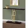 Gold Metal 48"H Console Accent Table in Cappuccino