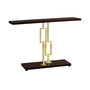 Gold Metal 48"H Console Accent Table in Cappuccino