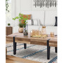21.69" Oak Finish Medium Density Fiberboard, Wood, Metal 2-Drawer Coffee Table