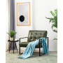 Leatherette Mid-Century Modern Button-tufted Accent Arm Chair with Metal Frame