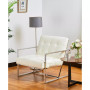 Leatherette Mid-Century Modern Button-tufted Accent Arm Chair with Metal Frame