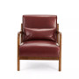 Mid Century Modern Leatherette Accent Armchair with Rubberwood Frame, 30"