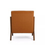 Mid Century Modern Leatherette Accent Armchair with Rubberwood Frame, 30"