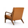 Mid Century Modern Leatherette Accent Armchair with Rubberwood Frame, 30"