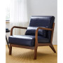 Mid Century Modern Leatherette Accent Armchair with Rubberwood Frame, 30"