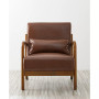 Mid Century Modern Leatherette Accent Armchair with Rubberwood Frame, 30"